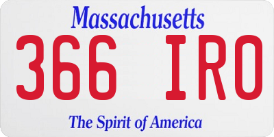 MA license plate 366IR0