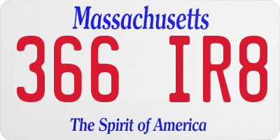 MA license plate 366IR8