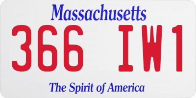 MA license plate 366IW1