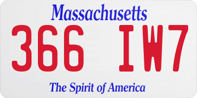 MA license plate 366IW7