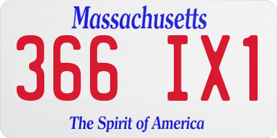 MA license plate 366IX1