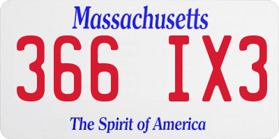 MA license plate 366IX3