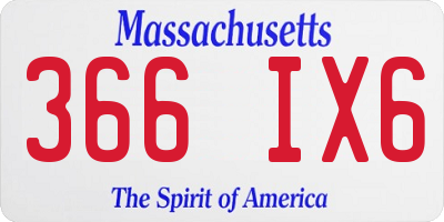 MA license plate 366IX6