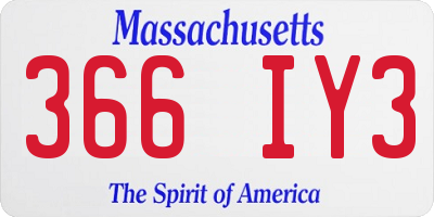 MA license plate 366IY3