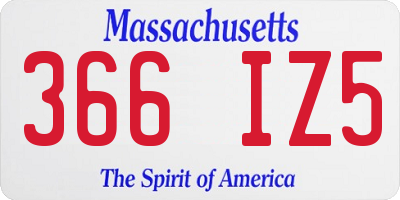 MA license plate 366IZ5