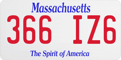 MA license plate 366IZ6