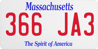 MA license plate 366JA3
