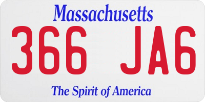 MA license plate 366JA6