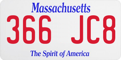 MA license plate 366JC8