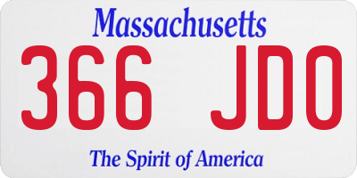 MA license plate 366JD0