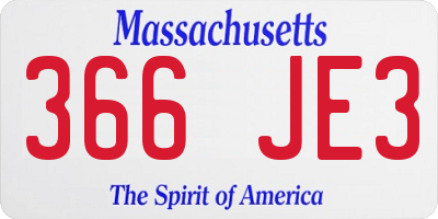 MA license plate 366JE3