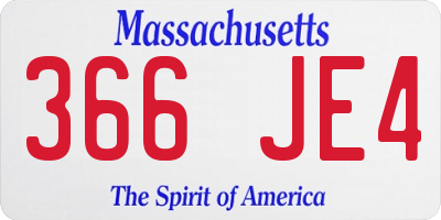 MA license plate 366JE4