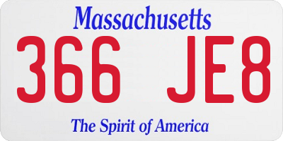 MA license plate 366JE8