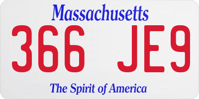 MA license plate 366JE9