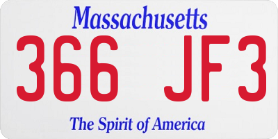 MA license plate 366JF3