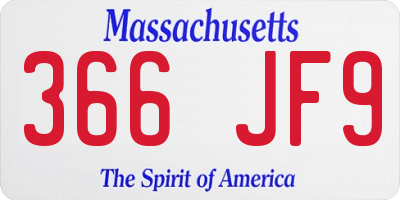MA license plate 366JF9