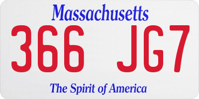 MA license plate 366JG7