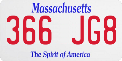 MA license plate 366JG8