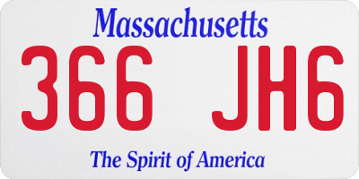 MA license plate 366JH6