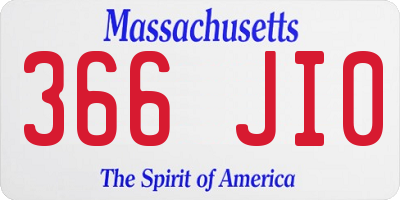 MA license plate 366JI0