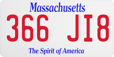 MA license plate 366JI8