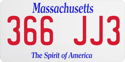 MA license plate 366JJ3
