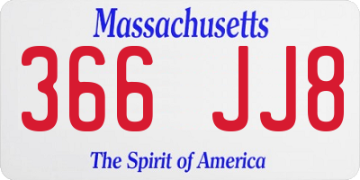 MA license plate 366JJ8