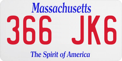 MA license plate 366JK6