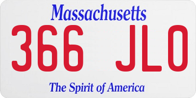 MA license plate 366JL0