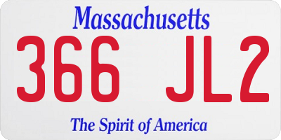 MA license plate 366JL2