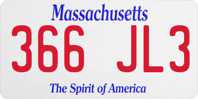 MA license plate 366JL3