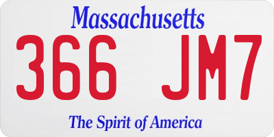 MA license plate 366JM7