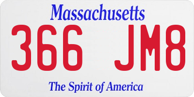 MA license plate 366JM8