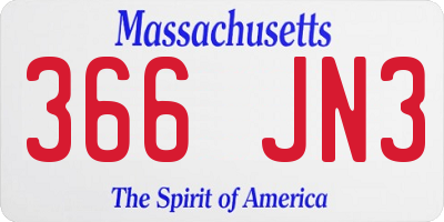 MA license plate 366JN3