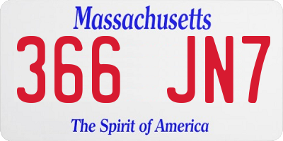 MA license plate 366JN7