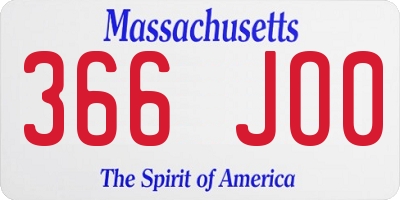 MA license plate 366JO0
