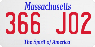 MA license plate 366JO2
