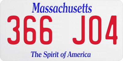 MA license plate 366JO4