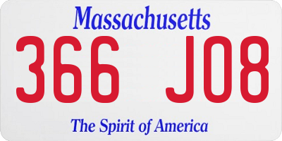 MA license plate 366JO8