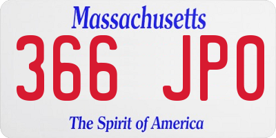 MA license plate 366JP0
