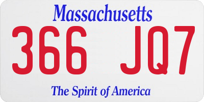 MA license plate 366JQ7
