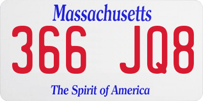 MA license plate 366JQ8