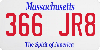 MA license plate 366JR8