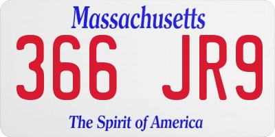 MA license plate 366JR9