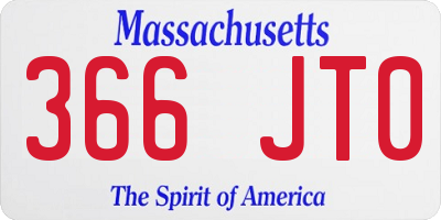 MA license plate 366JT0