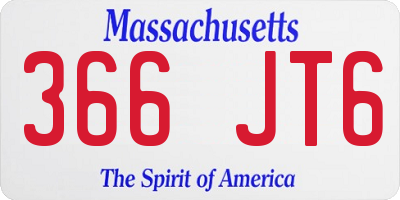 MA license plate 366JT6