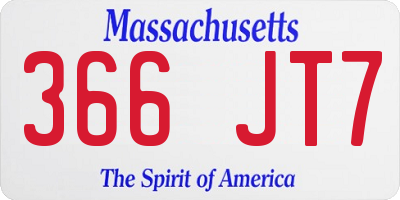 MA license plate 366JT7