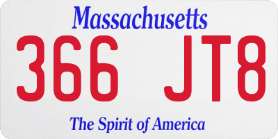 MA license plate 366JT8