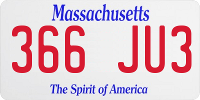 MA license plate 366JU3