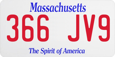 MA license plate 366JV9